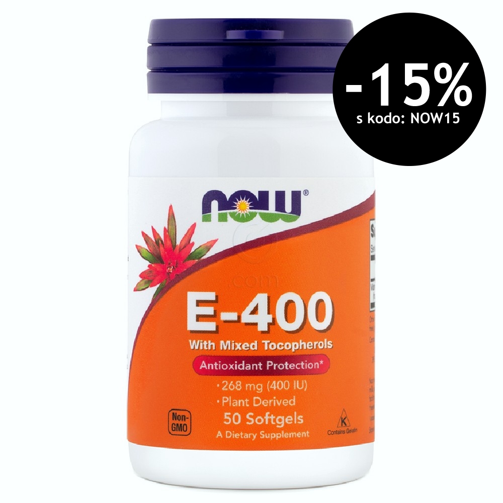 Vitamin E-400 NOW, kapsule (50 kapsul)